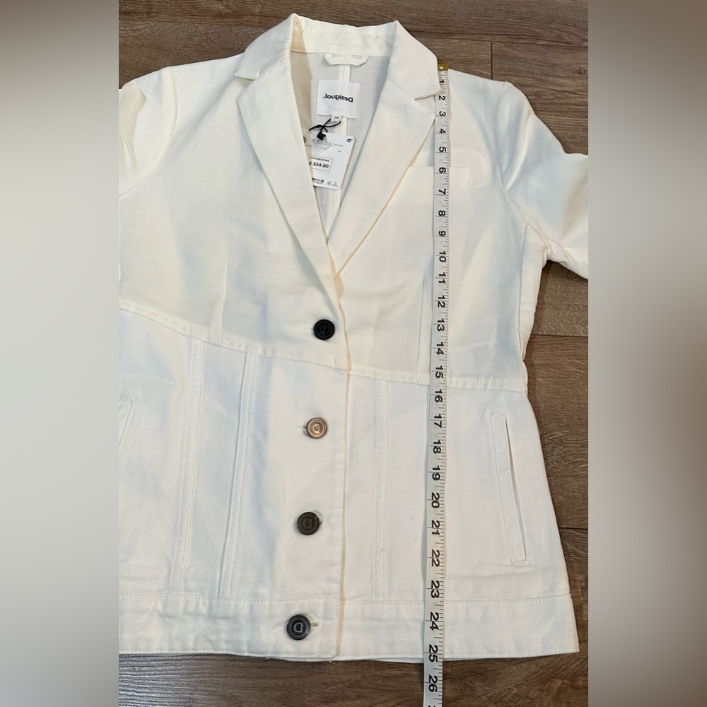 Desigual Hybrid Denim Blazer – Off-White Linen-Cotton Blend (Size 38 / NWT) - Picture 8 of 14